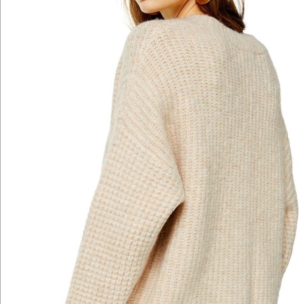 LAST CHANCE! NWOT Topshop Oatmeal Zip Detail Waffle Knit Sweater - M - Picture 2 of 4